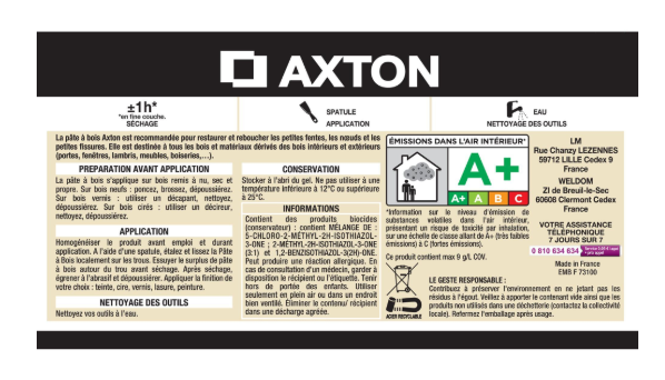 Pâte à bois AXTON chêne moyen 500 g