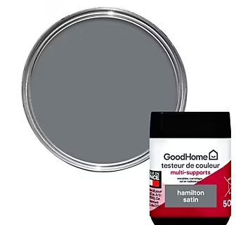 Peinture de rénovation GoodHome multi-supports satin gris Hamilton 50ml