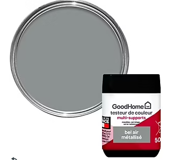 Peinture de rénovation GoodHome multi-supports brillant argent Bel Air 70ml
