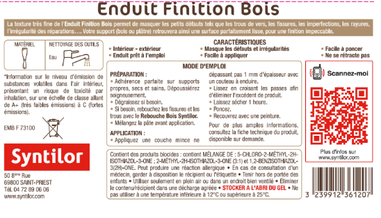 Enduit de finition bois Syntilor 400 g