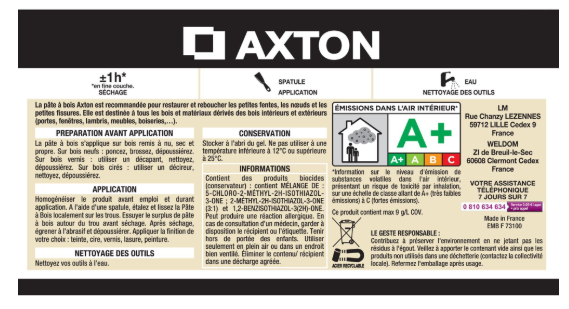 Pâte à bois , AXTON merisier 500 g