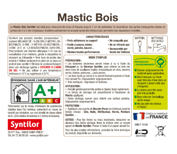 Mastic bois SYNTILOR Bois foncé 250 g
