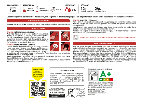 Enduit de rebouchage en pâte Prêt à l'emploi AXTON blanc 4 kg
