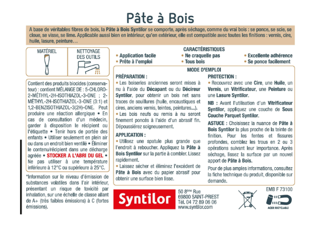 Pâte à bois , SYNTILOR pin 250 g