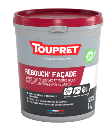 Enduit de rebouchage en pâte Façade TOUPRET blanc 1 kg