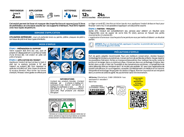 Enduit de lissage en pâte Prêt à l'emploi AXTON blanc 7 kg