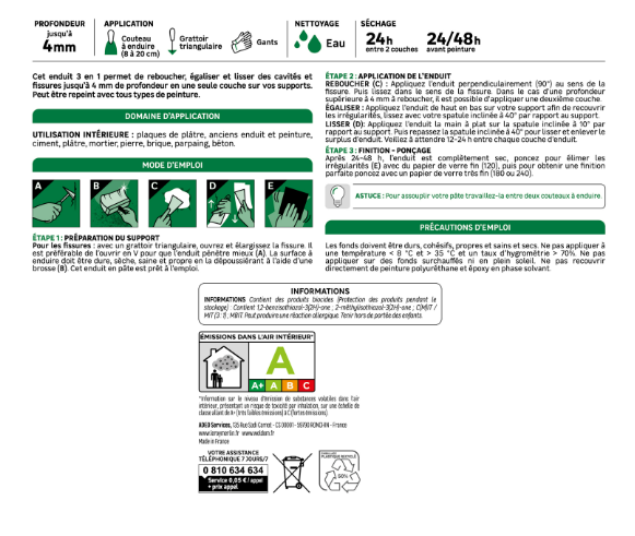 Enduit multifonction en pâte Prêt à l'emploi AXTON blanc 4 kg