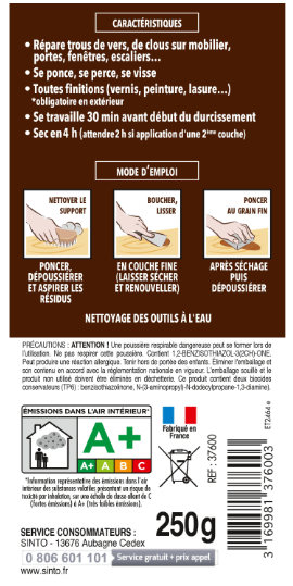 Pâte à bois Petits trous SINTO blanc 250 g