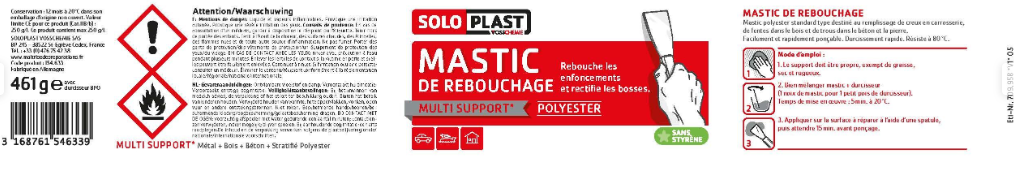 Enduit de rebouchage De rebouchage SOLOPLAST gris 461 g
