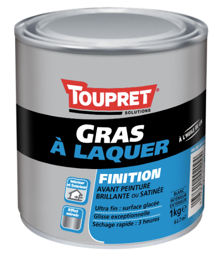 Enduit gras à laquer en pâte Finition TOUPRET blanc 1 kg