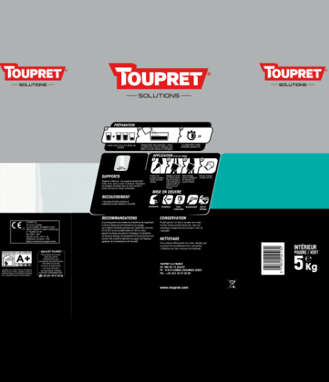 Enduit pour bande à joint en poudre Hydrofuge TOUPRET 5 kg