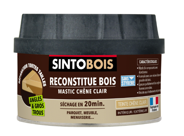 Mastic bois Sintobois angles & gros trous SINTO chêne clair 200 g