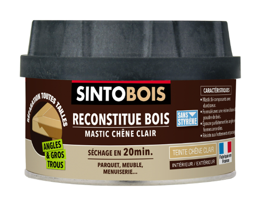 Mastic bois Sintobois angles & gros trous SINTO chêne clair 200 g