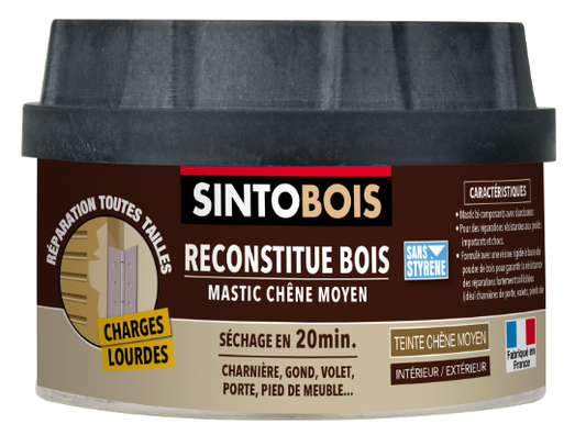 Mastic bois Sintobois charges lourdes SINTO chêne moyen 200 g