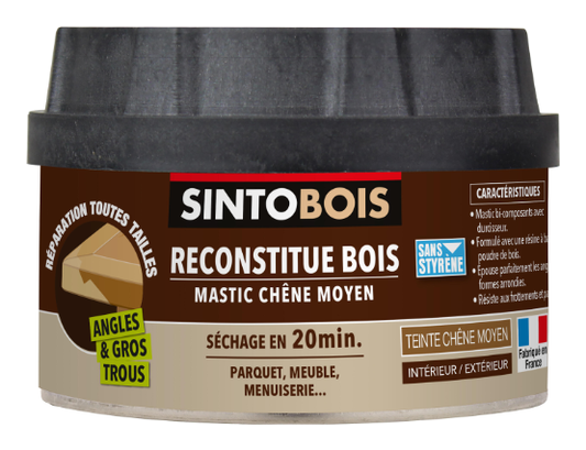 Mastic bois Sintobois angles & gros trous SINTO chêne moyen 200 g