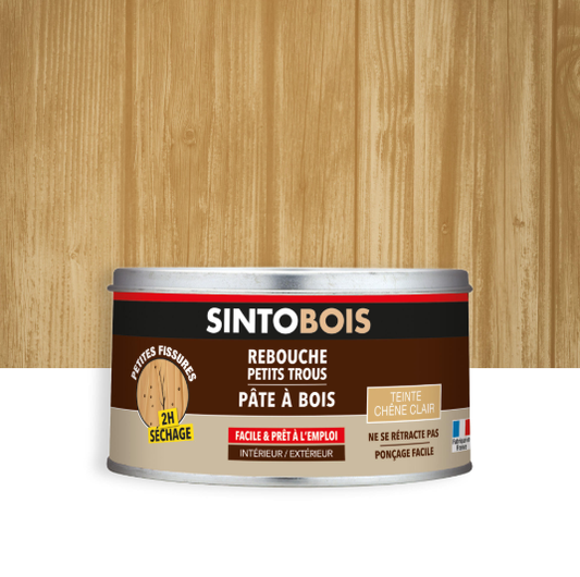 Pâte à bois Solvantée petits trous SINTO chêne clair 250 g
