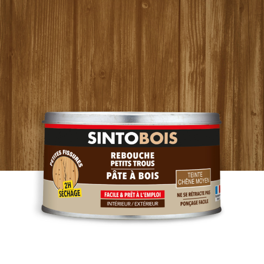 Pâte à bois Solvantée petits trous SINTO chêne moyen 250 g