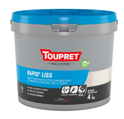 Enduit de lissage en pâte Rapid'liss TOUPRET blanc 4 kg