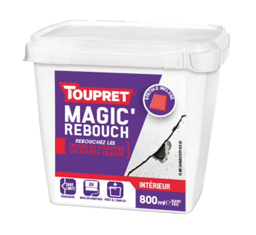Enduit de rebouchage en pâte allégée Magic rebouch + spatule TOUPRET 800 ml