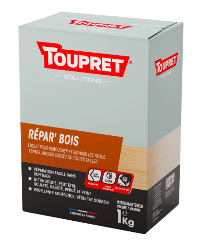 Enduit de réparation, Repar' bois, TOUPRET, marron 1 KG