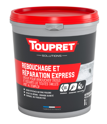 Enduit de rebouchage en pâte Reparation express TOUPRET gris clair 1 l