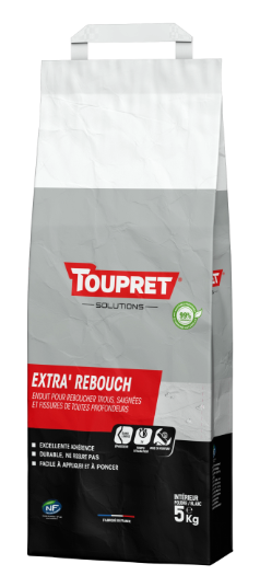 Enduit de rebouchage en poudre Extra rebouch TOUPRET blanc 5 kg