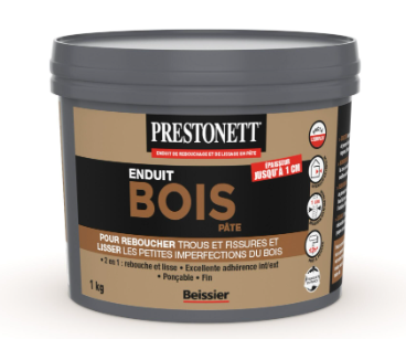 Enduit de rebouchage et lissage en pâte bois PRESTONETT 1 kg