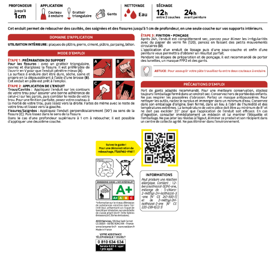 Enduit de rebouchage en pâte Prêt à l'emploi AXTON blanc 10 kg