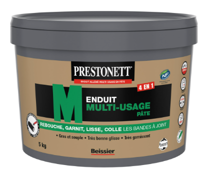 Enduit multifonction en pâte 4 en 1 PRESTONETT blanc 5 kg
