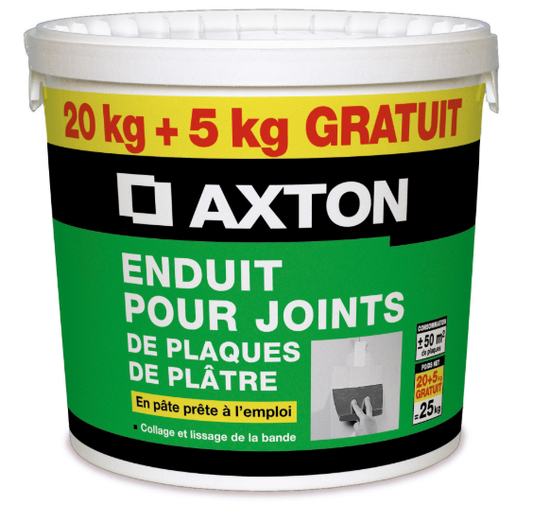 Enduit pour joint en pâte AXTON, 20 Kg + 5Kg gratuit