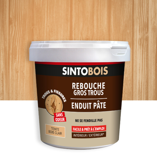 Enduit en pâte Gros trous SINTO bois clair 2 kg