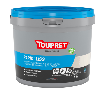 Enduit de lissage en pâte Rapid'liss TOUPRET blanc 7 kg