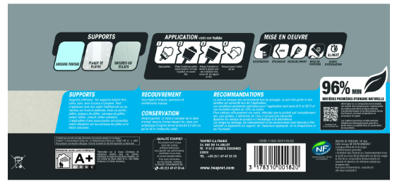 Enduit de lissage en pâte Rapid'liss TOUPRET blanc 7 kg