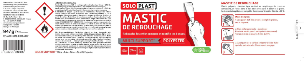 Mastic De rebouchage multisupport SOLOPLAST gris clair 947 g