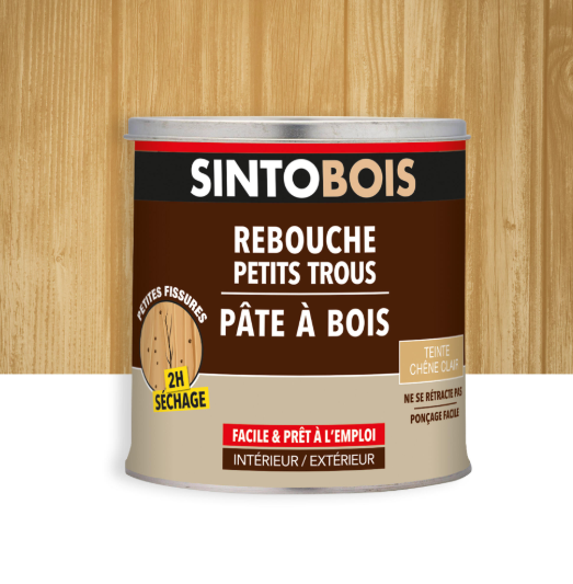 Pâte à bois Solvantée petits trous SINTO chêne clair 500 g