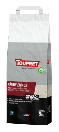 Enduit de rebouchage en poudre Repar'façade TOUPRET blanc 5 kg