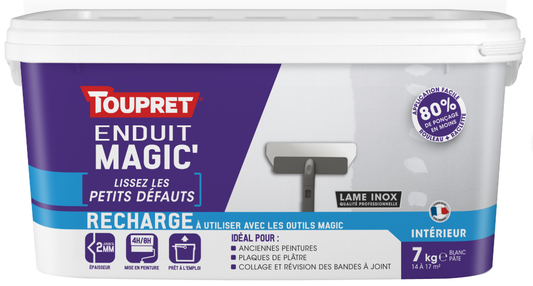 Recharge d'enduit en pâte Recharge magic' TOUPRET blanc 7 kg