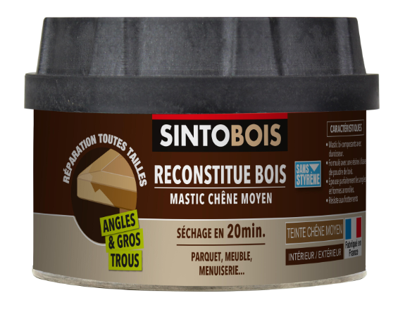 Mastic bois Sinto bois angles & gros trous SINTO chêne moyen 580 g