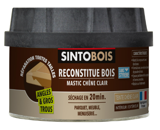 Mastic bois Sintobois angles & gros trous SINTO chêne clair 580 g