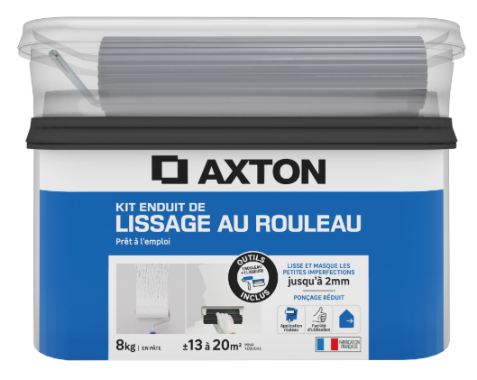 Enduit de lissage au rouleau en pâte + outils AXTON blanc 8 kg