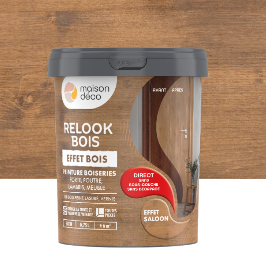 Peinture Relook bois MAISON DECO, saloon satiné, 0.75 l