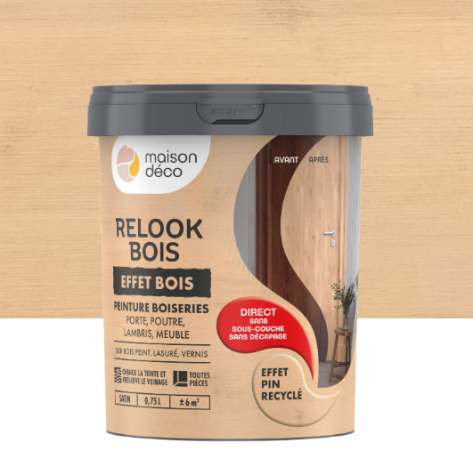 Peinture Relook bois MAISON DECO, pin recycle satiné, 0.75 l