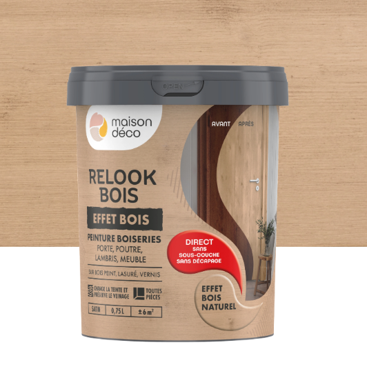 Peinture Relook bois MAISON DECO, bois naturel satiné, 0.75 l