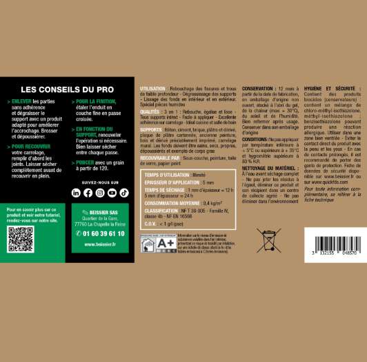 Enduit multifonction en pâte Multi rénov' PRESTONETT blanc 4 kg