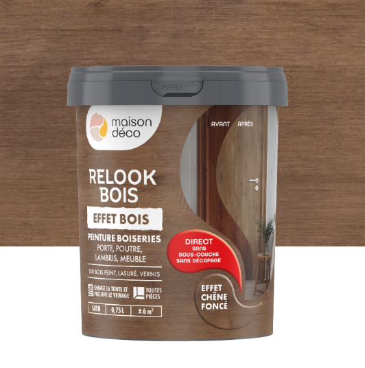 Peinture Relook bois MAISON DECO, chêne foncé satiné, 0.75 l