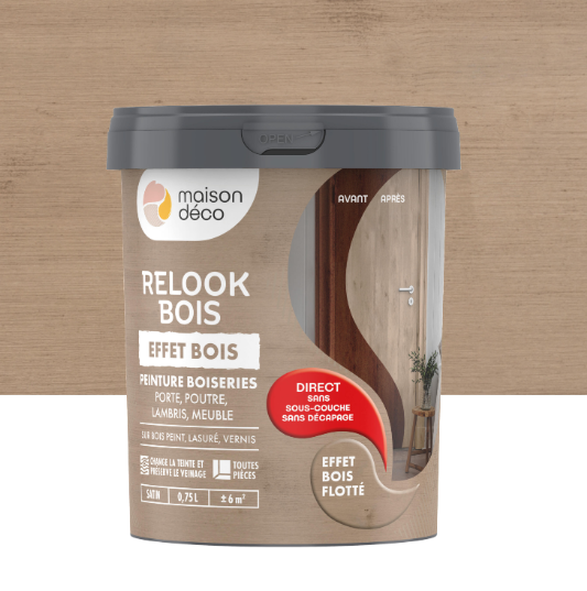 Peinture Relook bois MAISON DECO, bois flotte satiné, 0.75 l