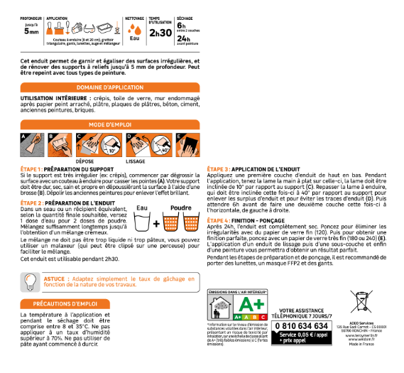 Enduit de rénovation et garnissant en poudre AXTON blanc 15 kg