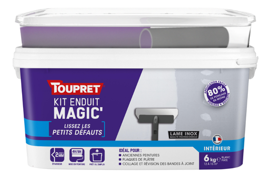 Enduit de lissage en pâte Magic' kit avec outils TOUPRET 6 kg