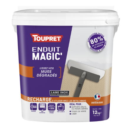 Recharge d'enduit en pâte allégée Recharge magic' murs dégradés TOUPRET blanc 12 L