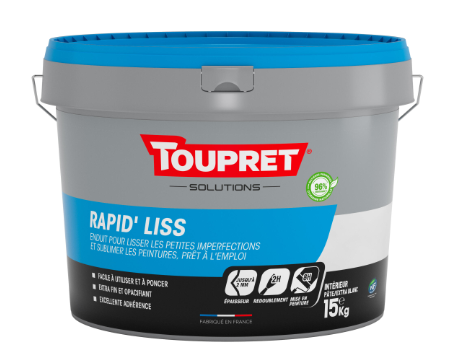 Enduit de lissage en pâte Rapid'liss TOUPRET blanc 15 kg